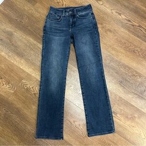 NYDJ Jeans Womens 0P Blue Marilyn Straight Lift Tuck Technology Petite Denim